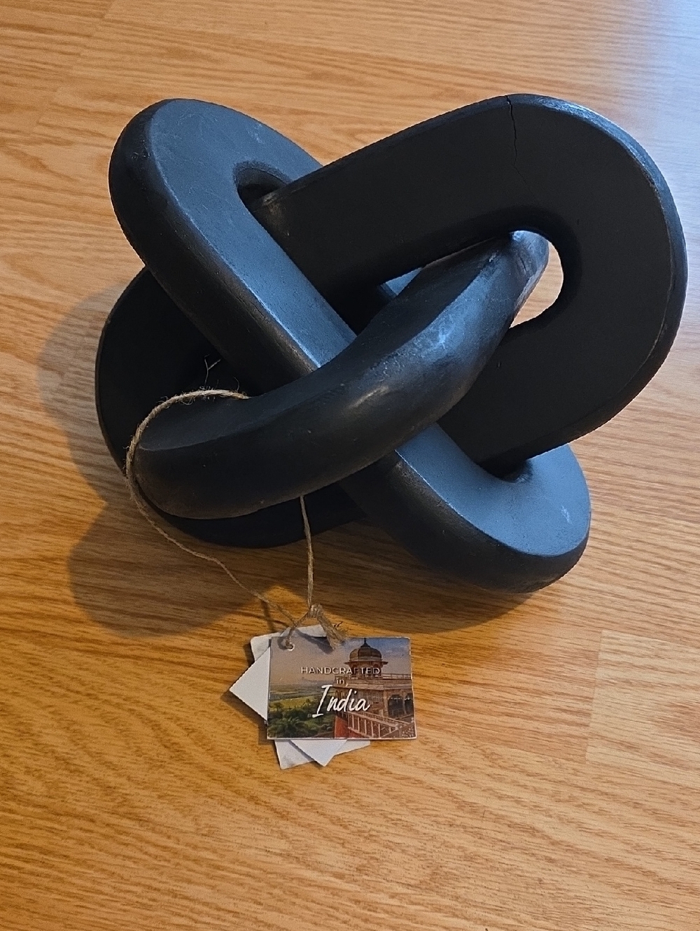 Handcrafted Black Knot Sculpture Decorative Accent